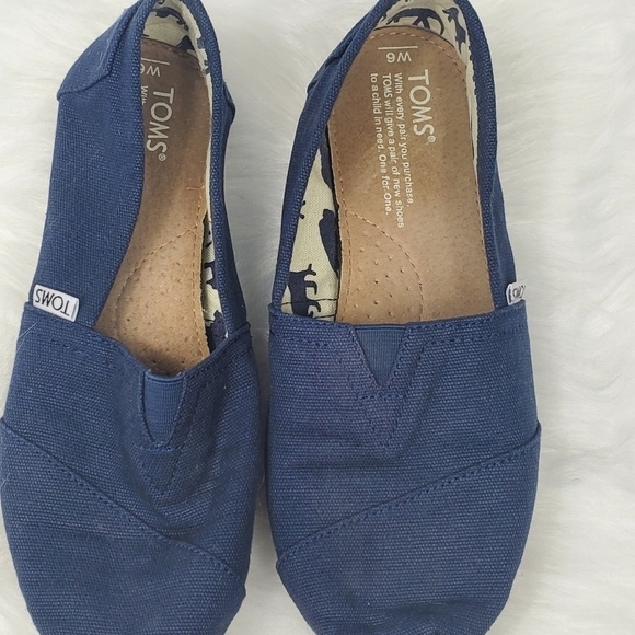 Toms Classic Blue Canvas Espadrille Slip On Flats Shoes Women's Size 6 - Picture 2 of 12